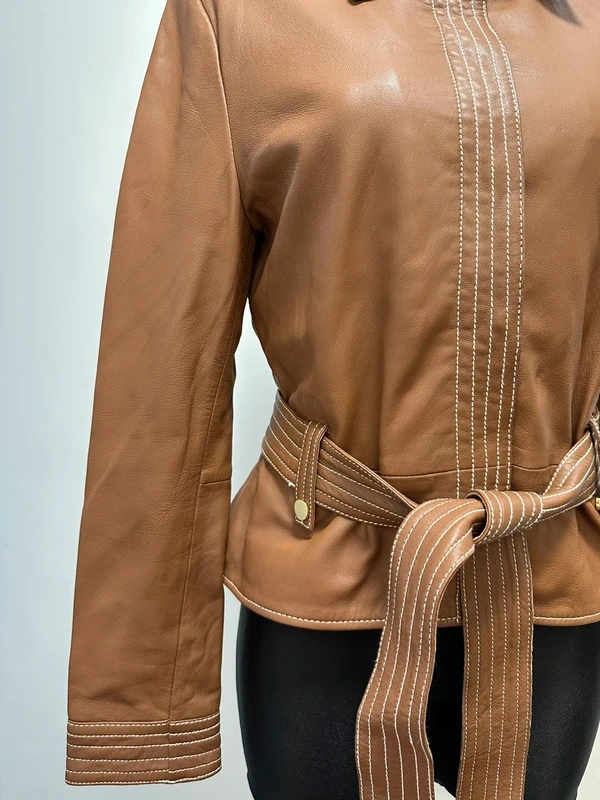 Hnědá kožená bunda Ibana - 5