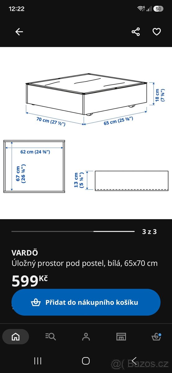 4x bile šuplíky pod postel Ikea Vardo - 5