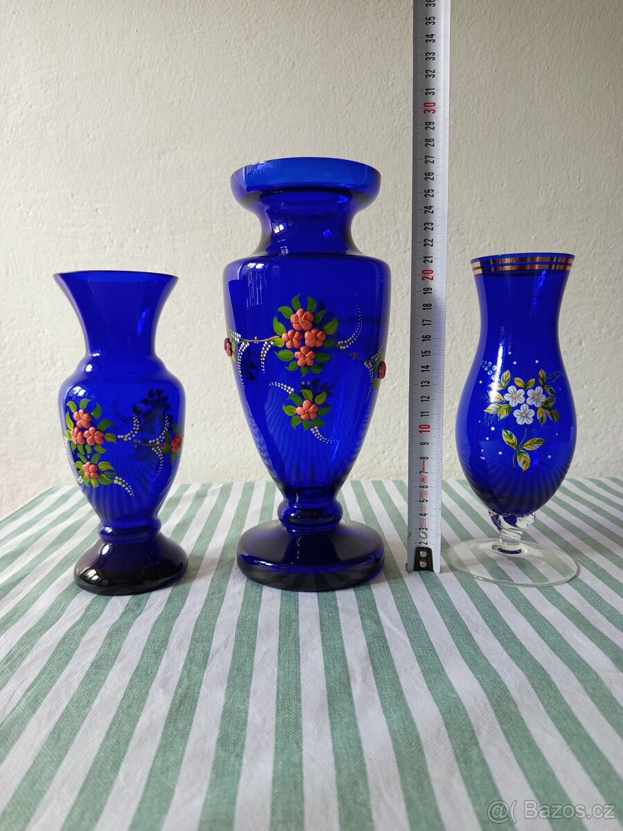 Váza Novoborské sklo - kobaltové sklo - 5