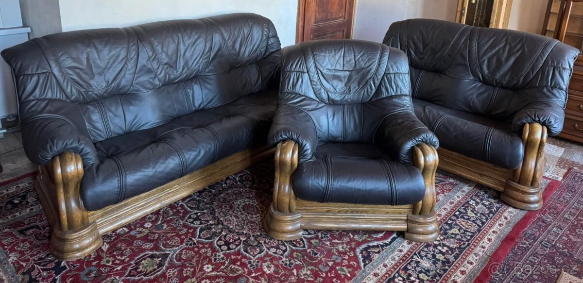 Rustikální kožená sedací souprava,6089 - 5