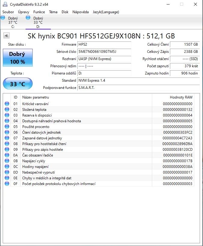 NVME disk SkHynix, 512gb, gen4, formát 2280, zánovní - 5