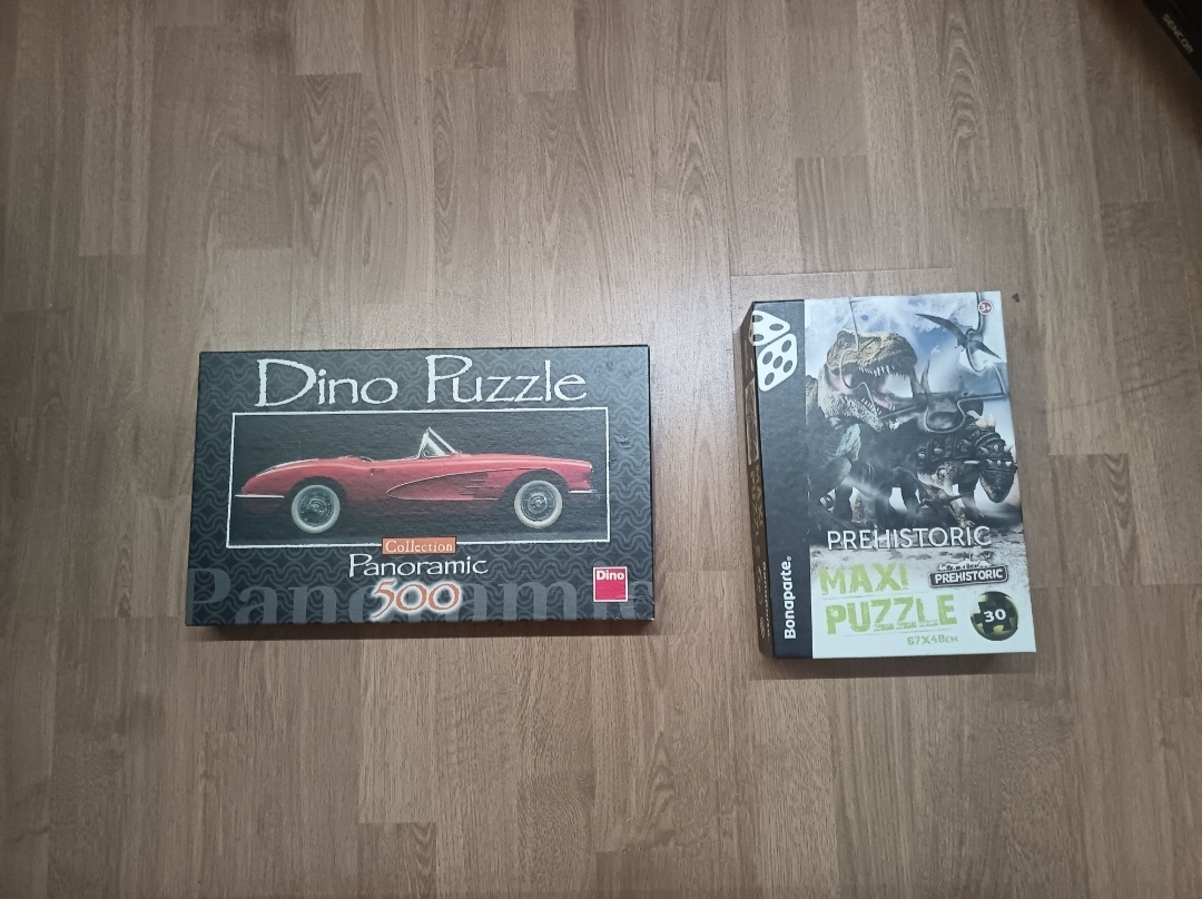 Sada puzzle – dinosauři + retro auto (kompletní balík) - 5