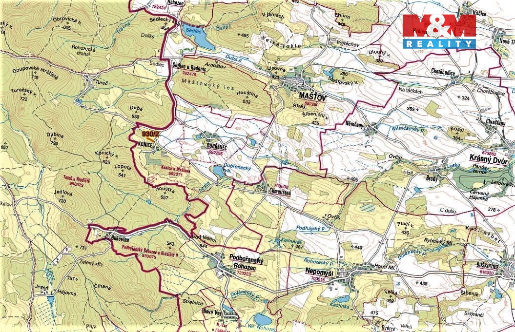 Prodej lesa, 1300 m², Konice u Mašťova - 5