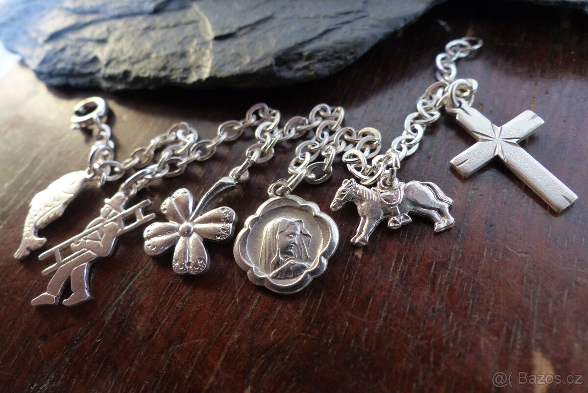 Žebrácké náramky, stříbrné náramky s ověsky - 5