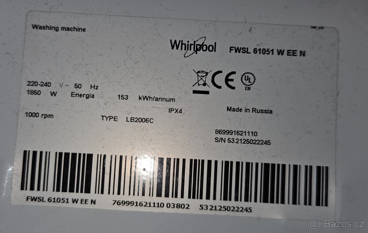 Pracka Whirpool FWSL 61051 - 5