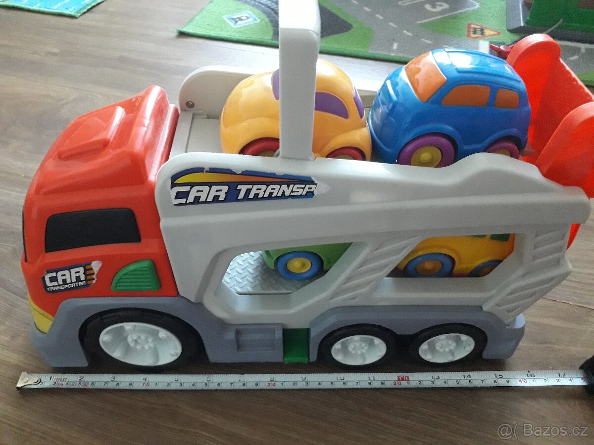 Auto větší cca 40cm/přepravník 4 autíčka - 5