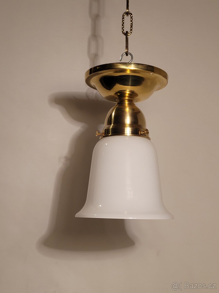 1x mosazná stropnice, lustr, bílý zvoneček, až 6 ks - 5