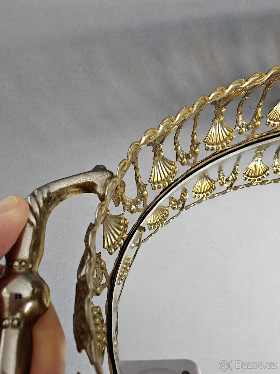 Zrcadlový podnos v kovovém rámu. - 5