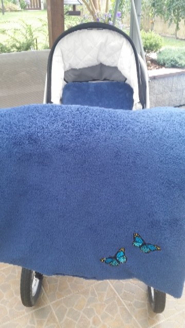 2-dílný teplý set do kočárku 74x58 cm modrý - 5