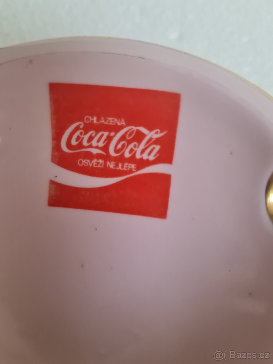 Popelník růžový porcelán, reklama Coca-Cola. - 5