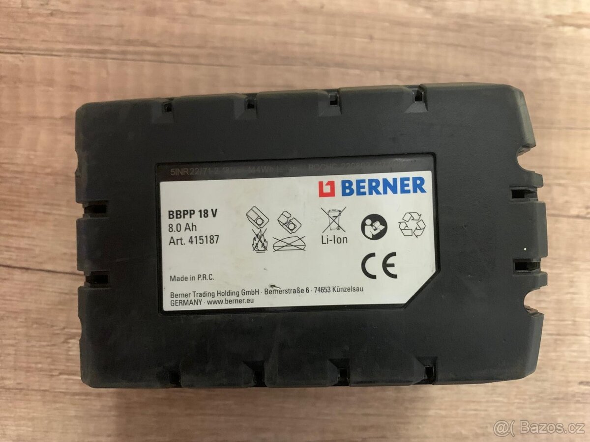 Aku baterie Berner 18V / 8.0 Ah Li-Ion výkonná - 5