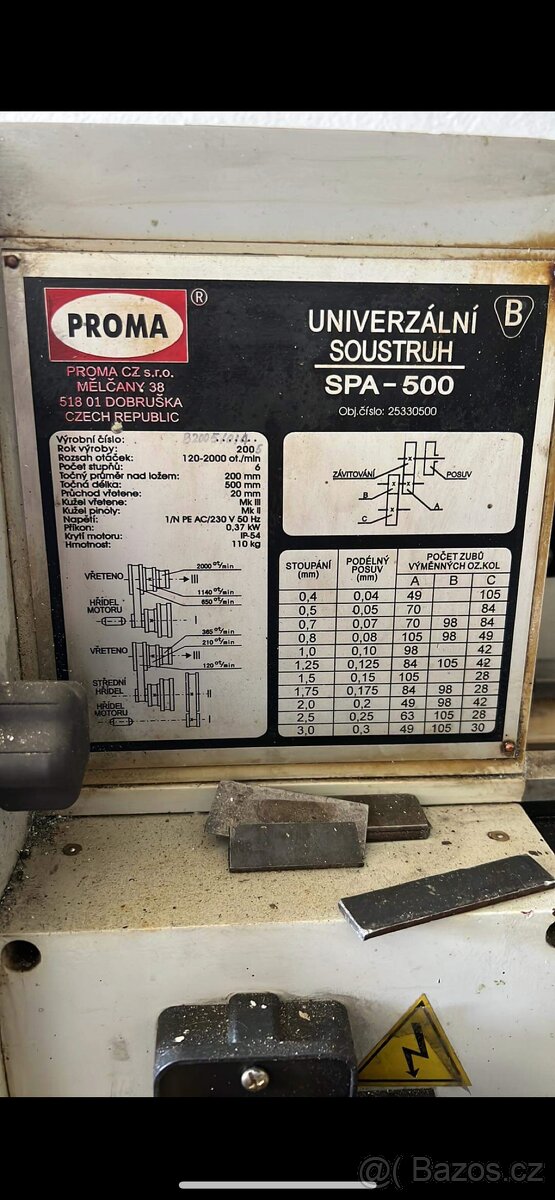 Soustruh SPA-500 - 5