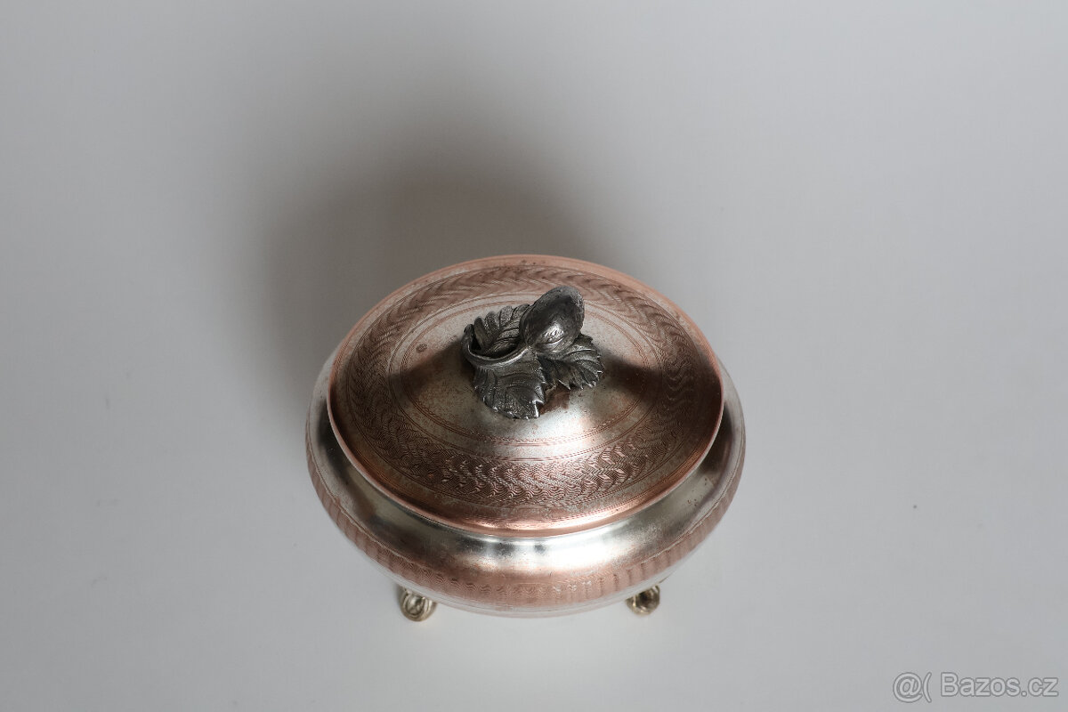 dóza krabička secesní, art deco postříbřená - 5