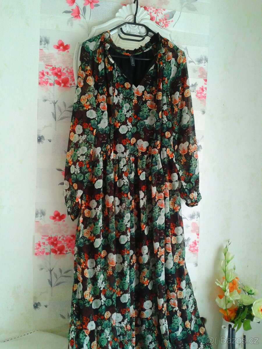 Nádherné dlouhé šifónové šaty 38/40 - 5