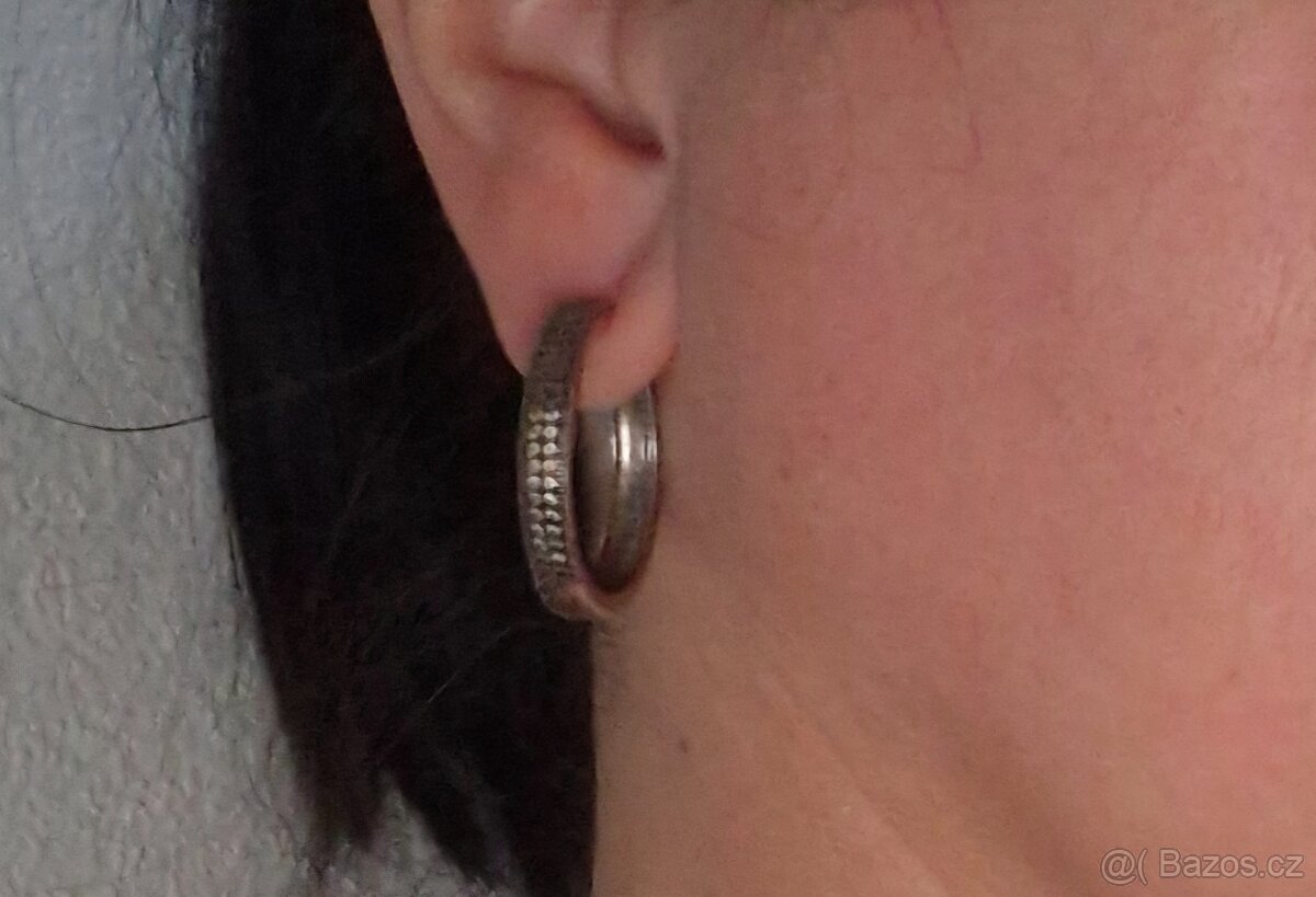Stříbrné náušnice větší kruhy - 5