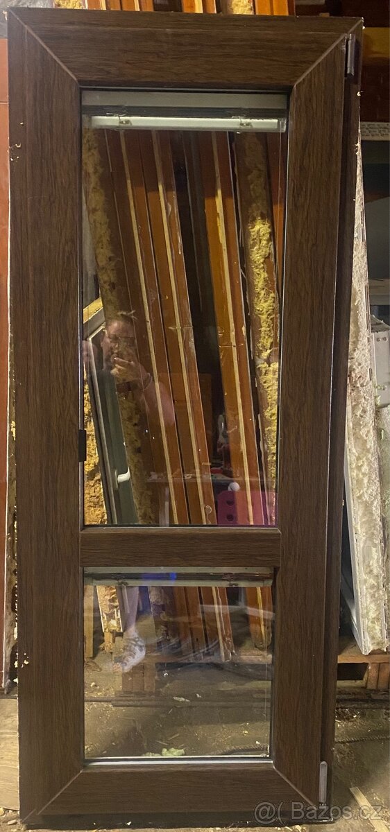 balkonové dveře - 72x176cm - tmavý dub + žaluzie - 5