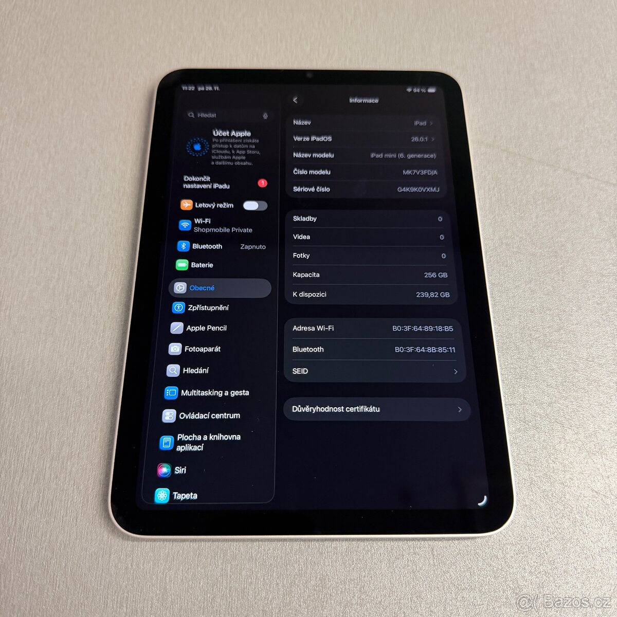 iPad mini 6 256GB, pěkný stav, 12 měsíců záruka - 5