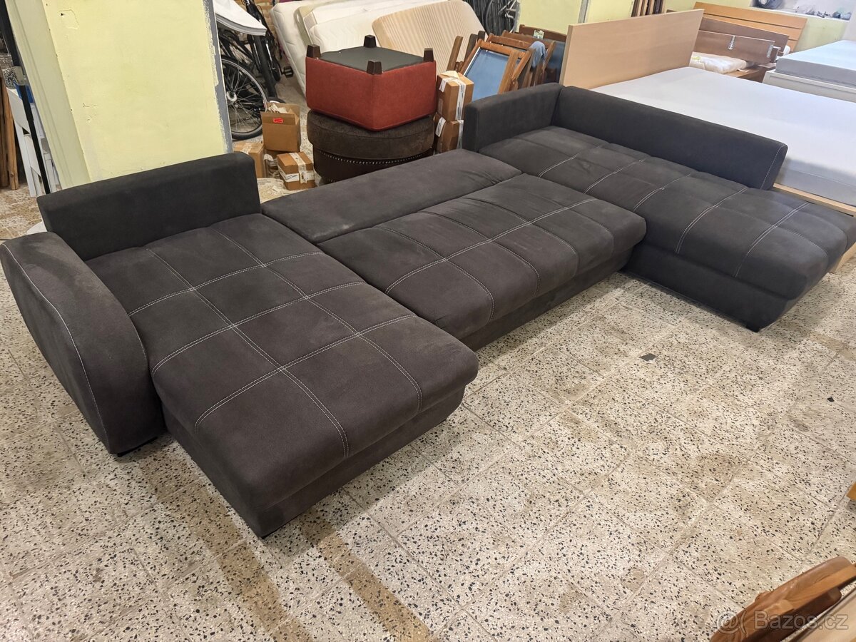 Kvalitní hnědá veliká sedací souprava ROZKLÁDACÍ - 5