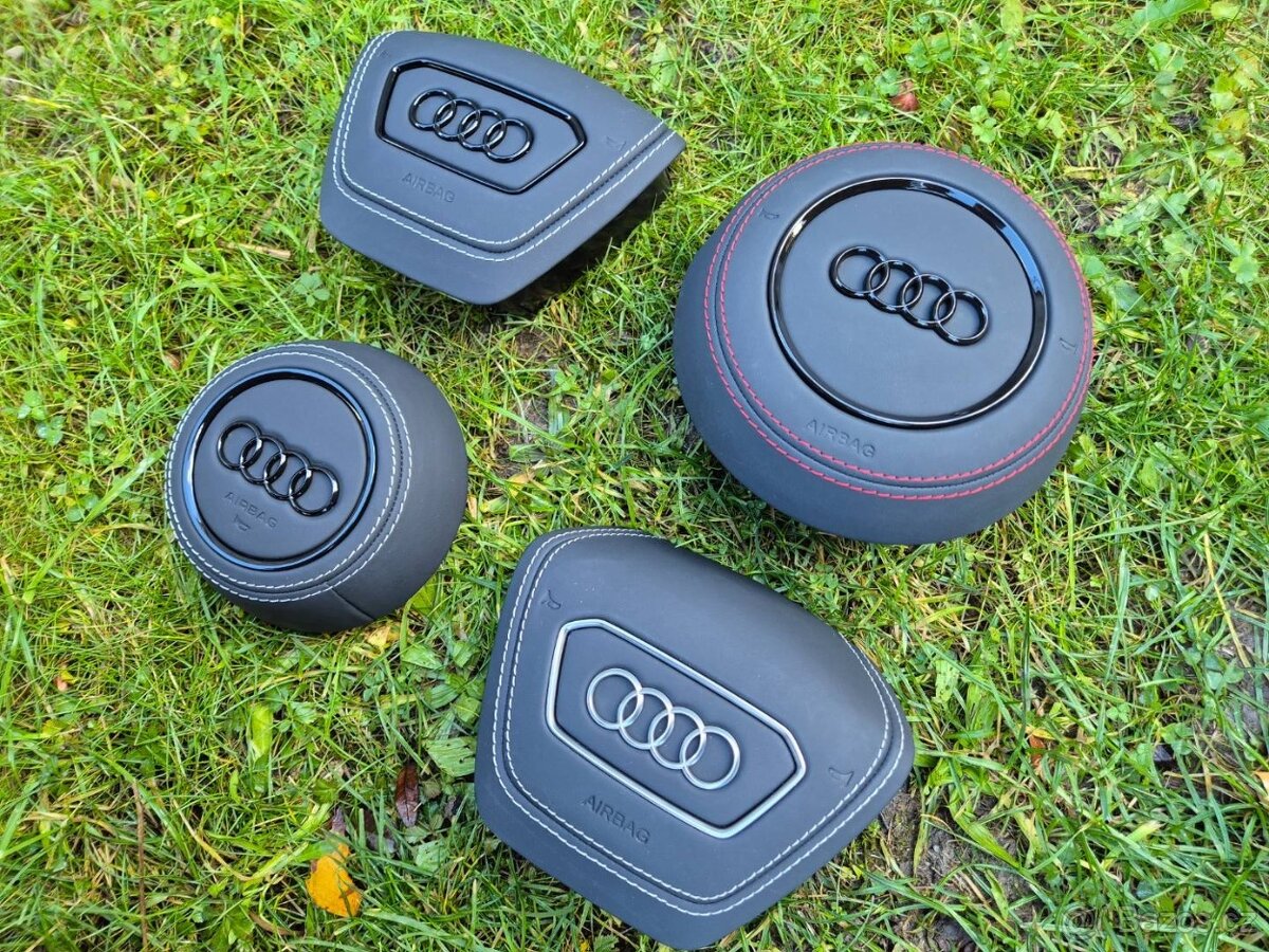 Kryt airbagu puzdro AUDI potiahnutý kožou a čiernym logom - 5