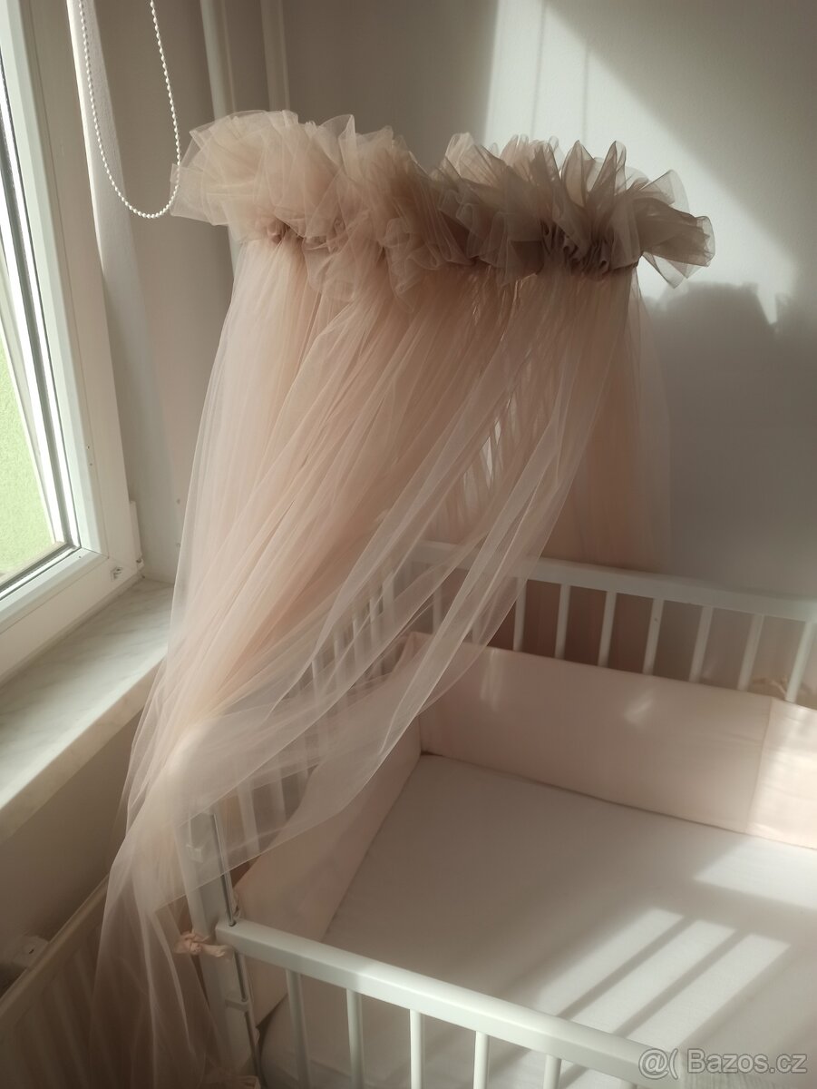 Detska postylka z borovicového dreva, baldachyn,mantinel,lze - 5