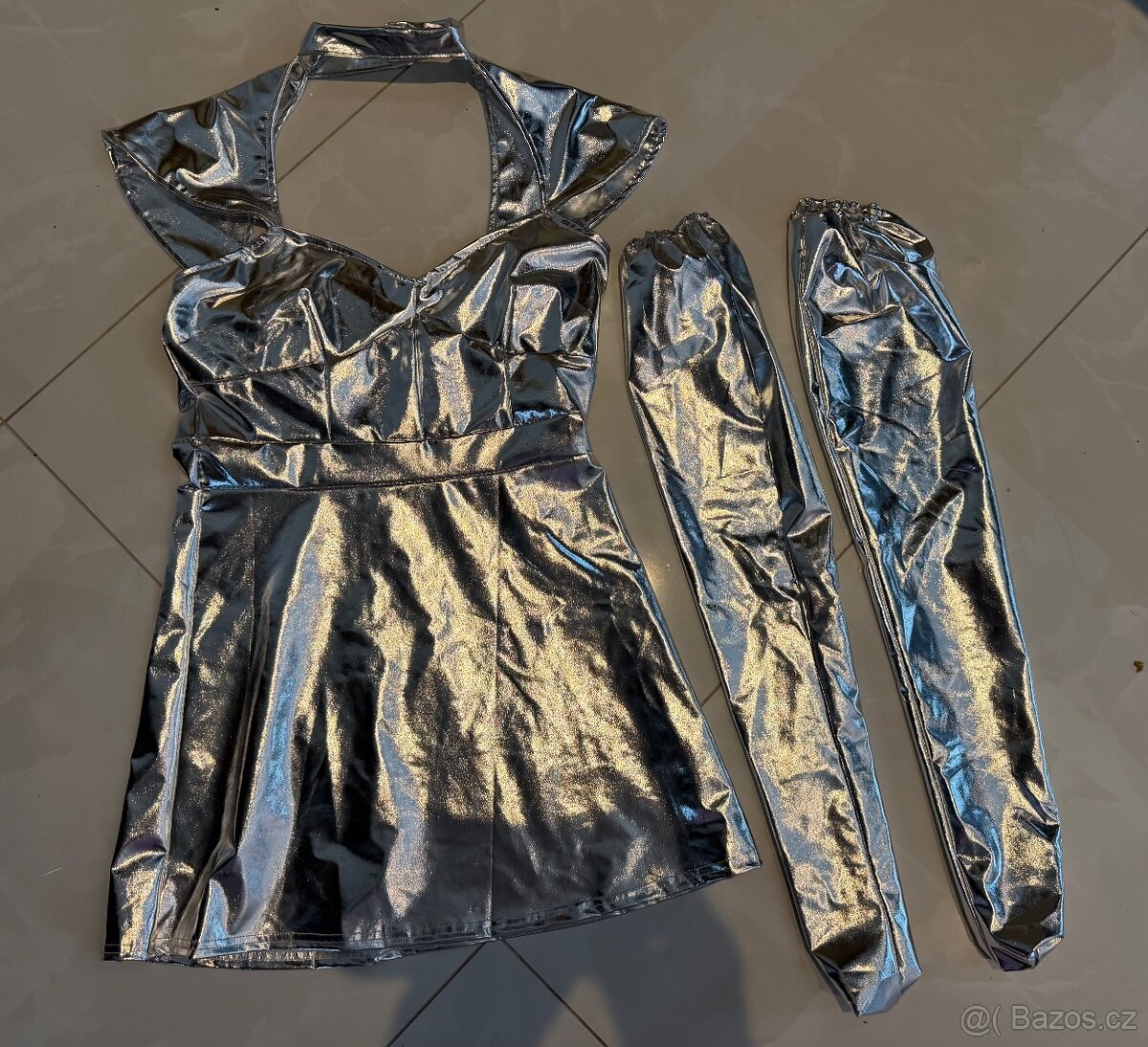 Stribrne saty leskle 165-169cm vyska - 5