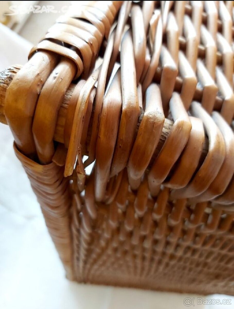 Vintage -proutěný koš na prádlo - velký - 5