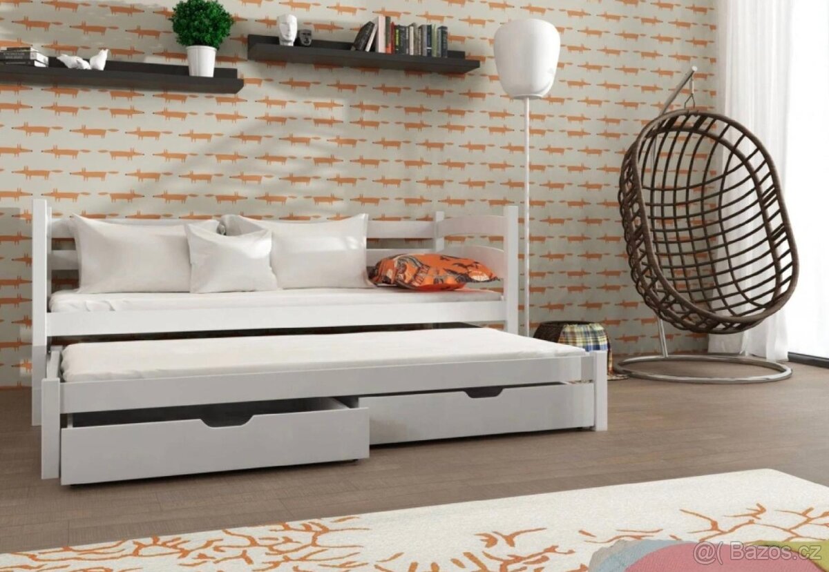 Bílá rozkládací postel s úložným prostorem 90 x 200 cm - 5
