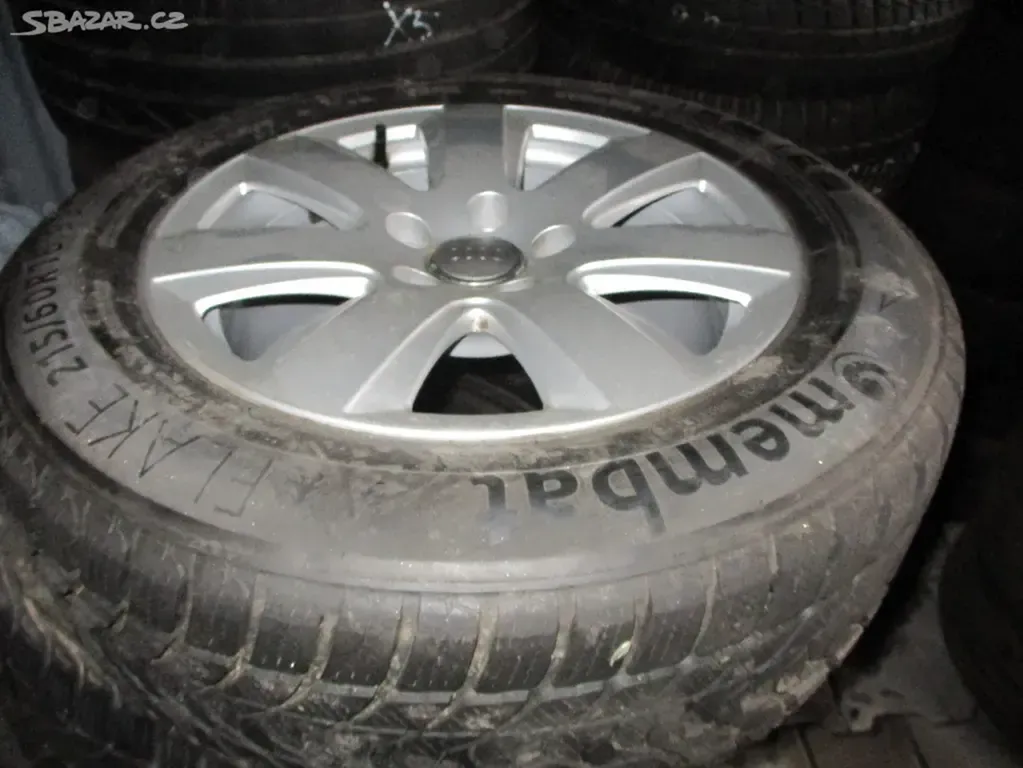 AUDI ALU kola 7,5X16 ET45 + zimním pneu 215/60/16 - 5