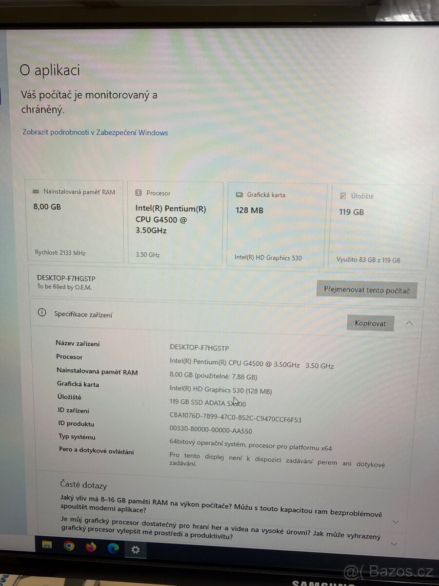 Základní deska CPU Intel G4500 8GB RAM - 5