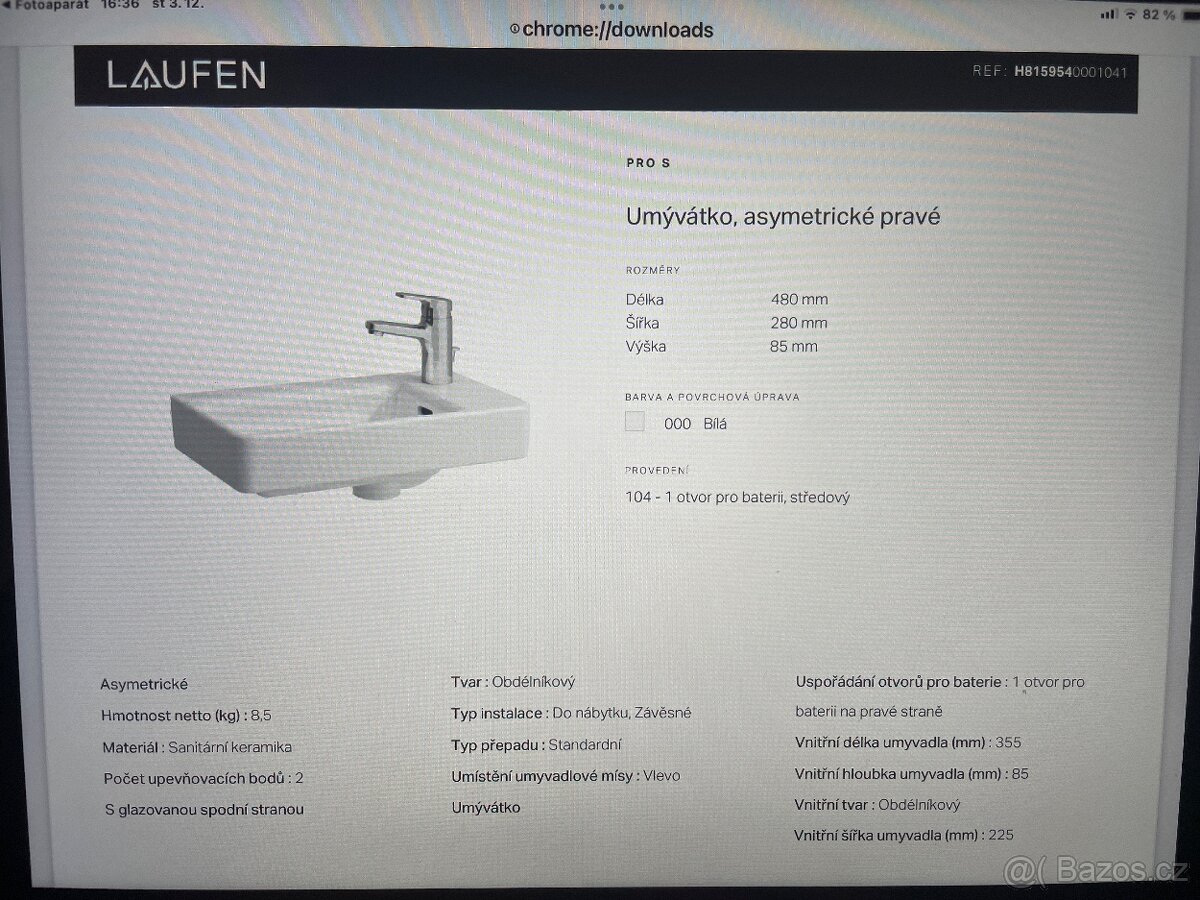 Nové WC umývátko Laufen PRO S asymetrické pravé - 5