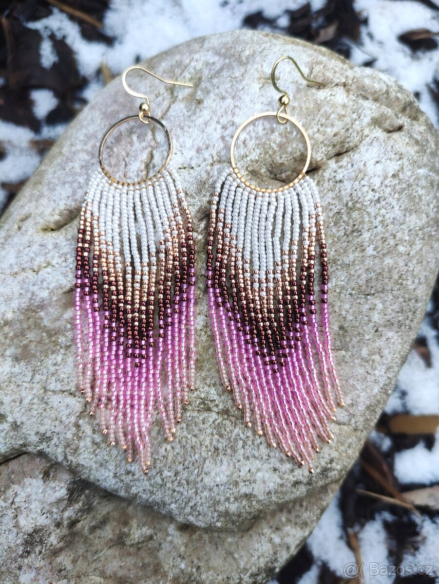 Různé Třásňové náušnice na kroužku - 5