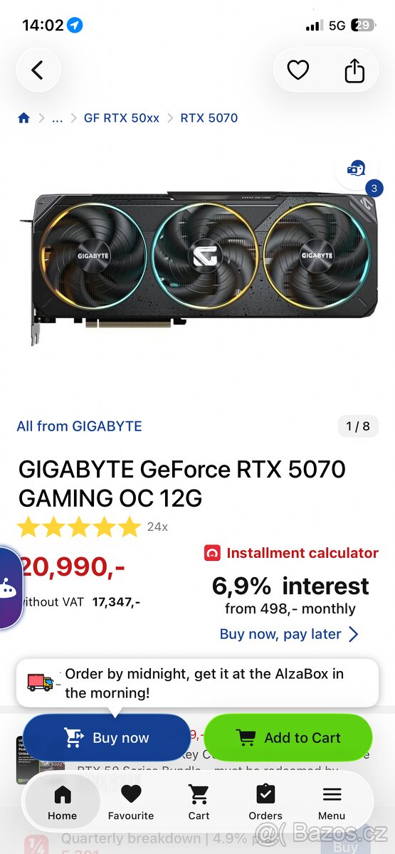GIGABYTE GeForce RTX 5070 GAMING OC 12G - 5