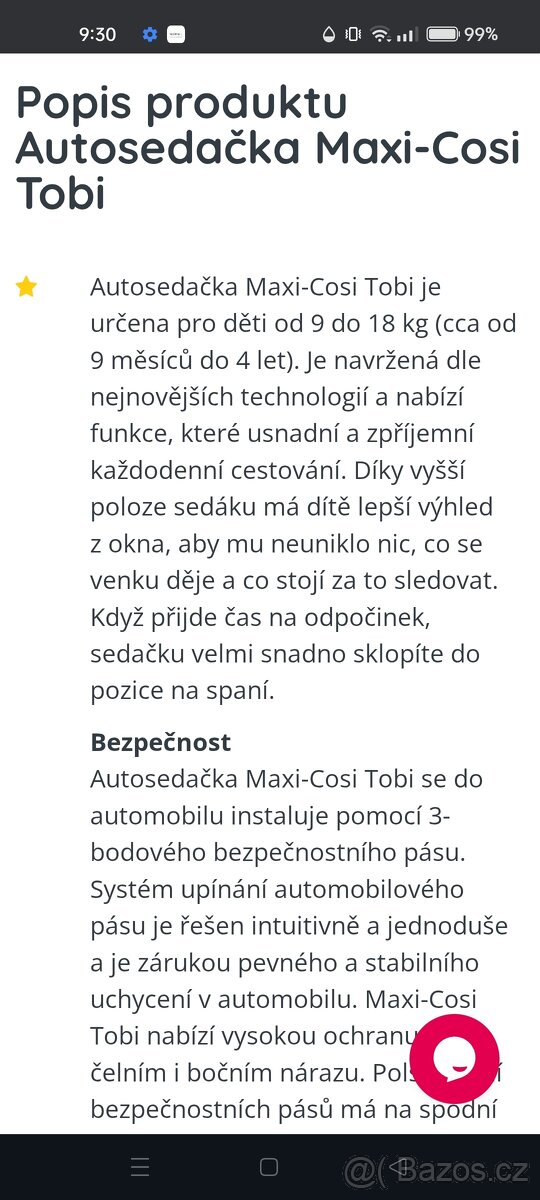 Autosedačka MAXI-COSI 9-18 kg. - 5