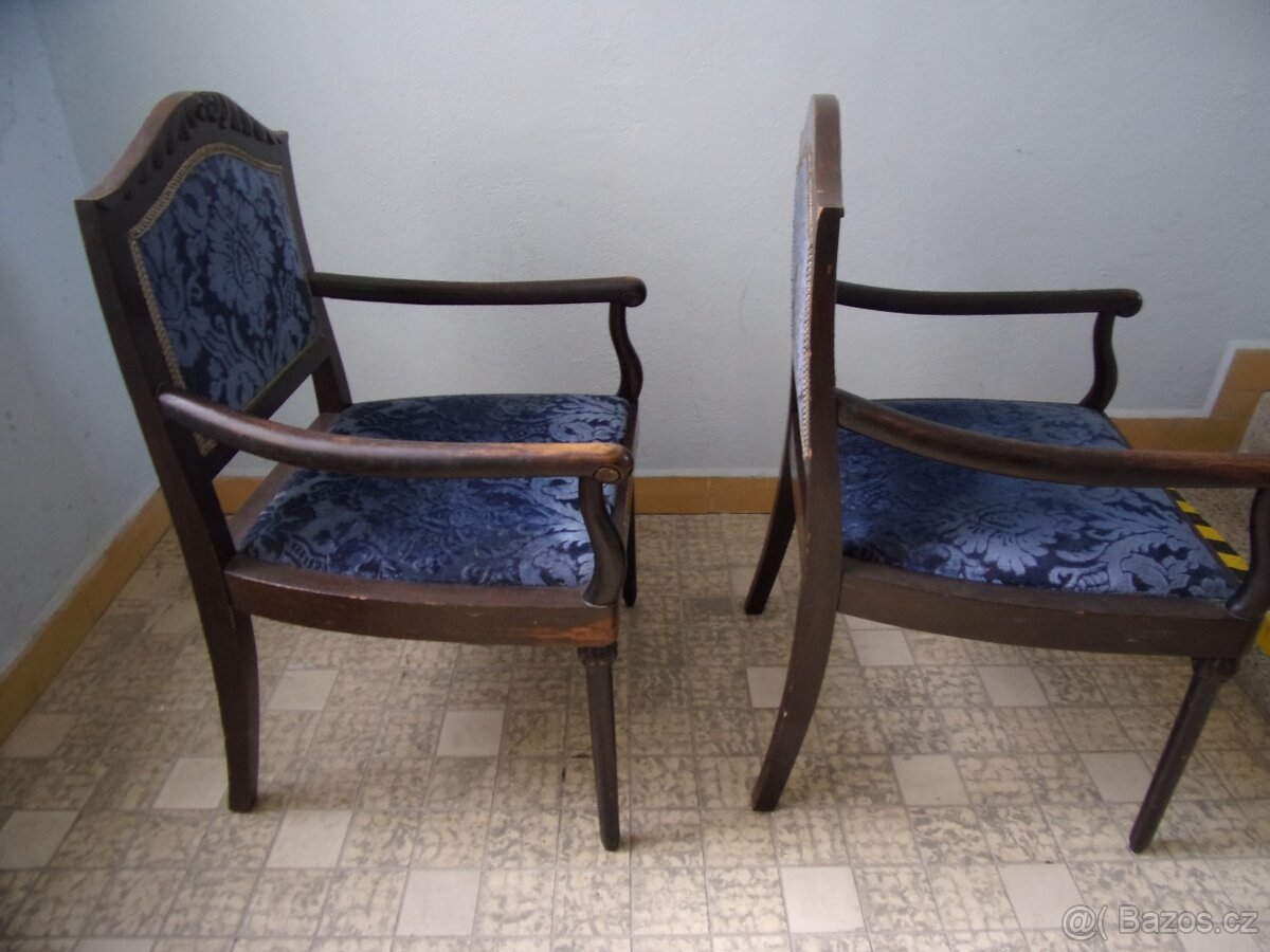 Starožitná křesílka 1. republika 2ks - 5