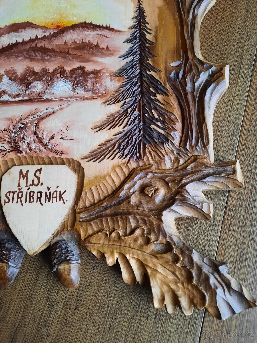 obraz myslivecký vyřezávaný, malovaný 65x45x2,5 cm - 5