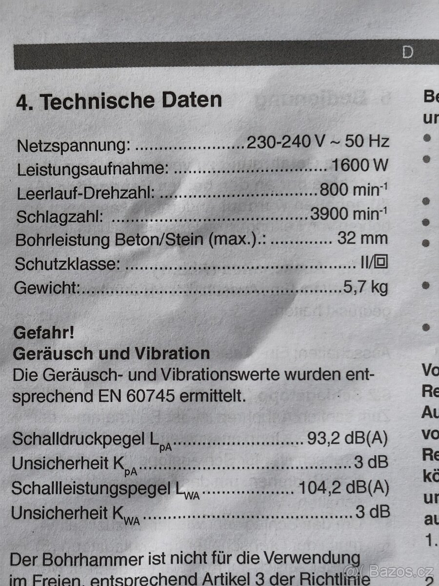 Prodám bourací kladivo KRAFTRONIC KT-BH 1600 W.. - 5