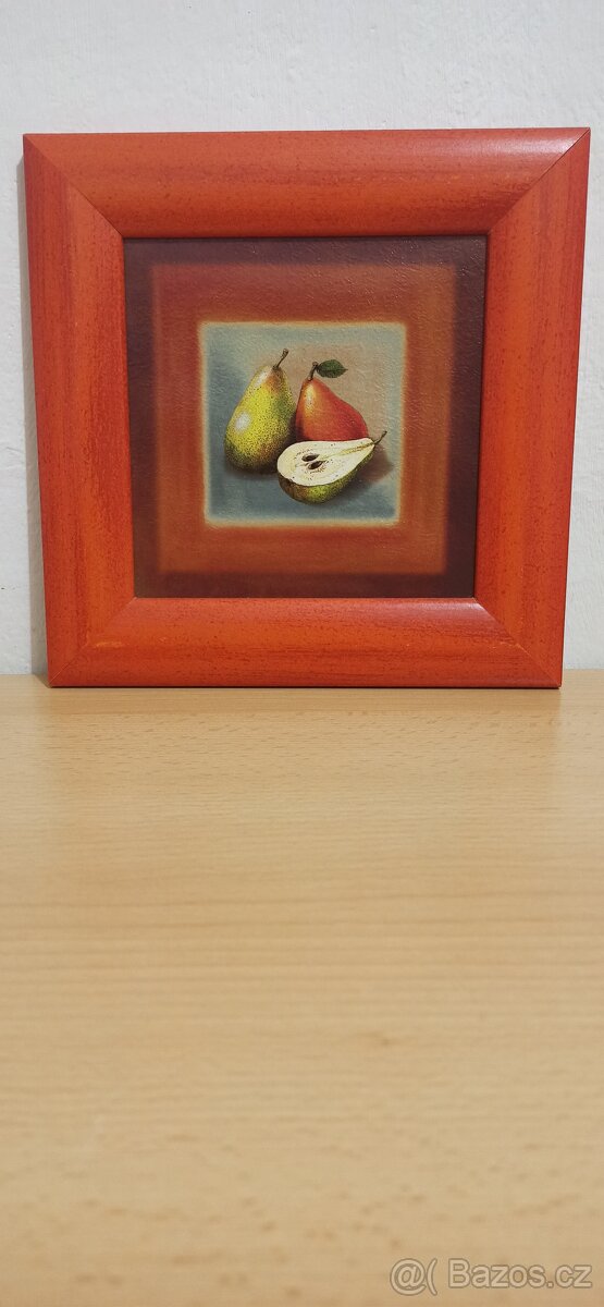 Obrázek, červené pomeranče a obrázek hrušky. - 5