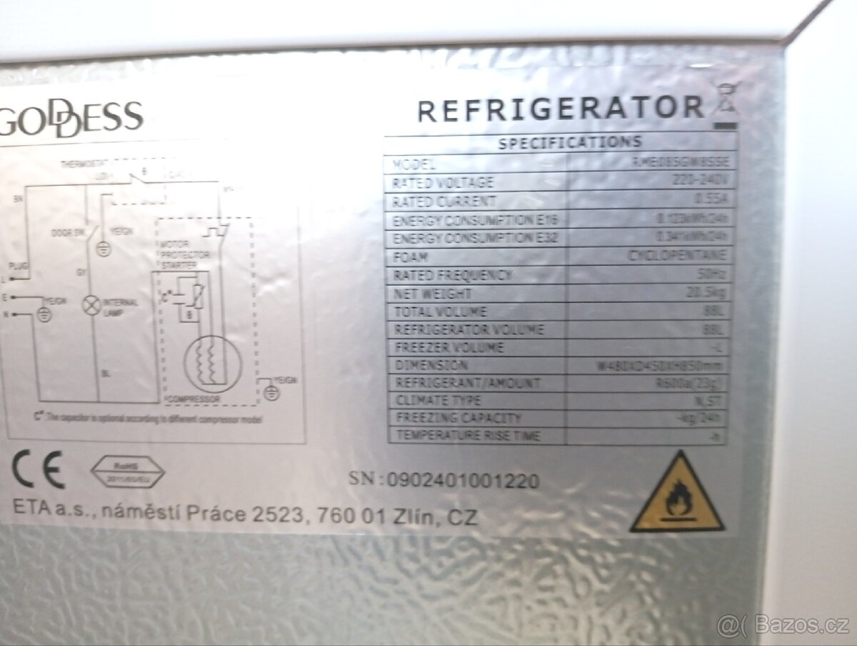Chladnička Goddess bílá - 5