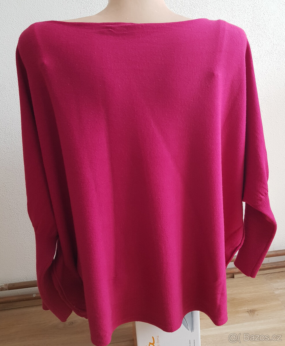 Tmavě růžový svetřík vel. L - 5