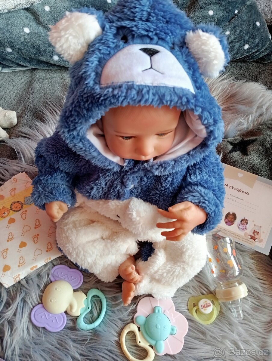 Realistická Reborn panenka Leví modrý medvidek - 5
