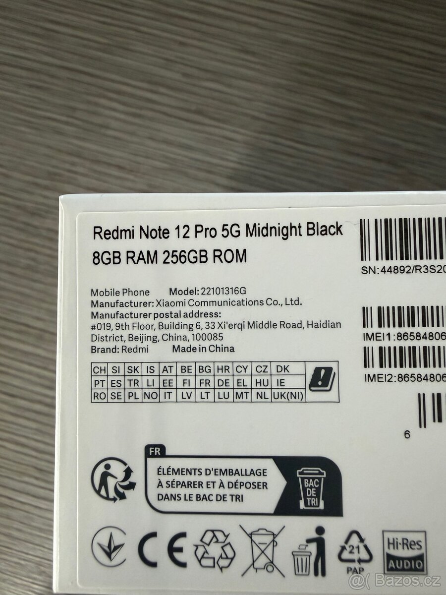 Xiaomi redmi note 12 pro 5g 8gb 256gb - 5