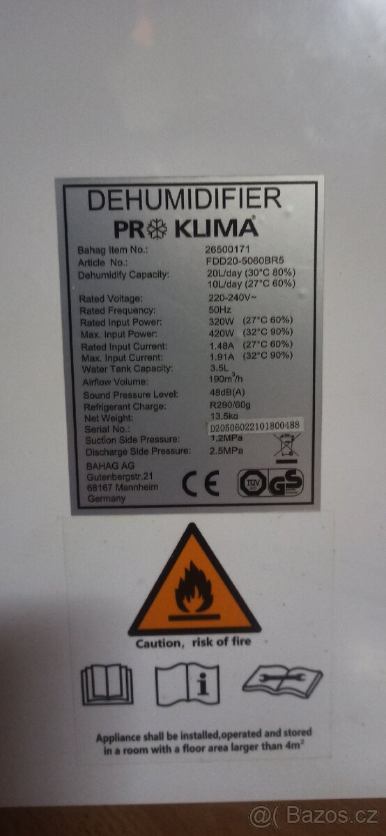 Odvlhčovač vzduchu PROCLIMA - 5