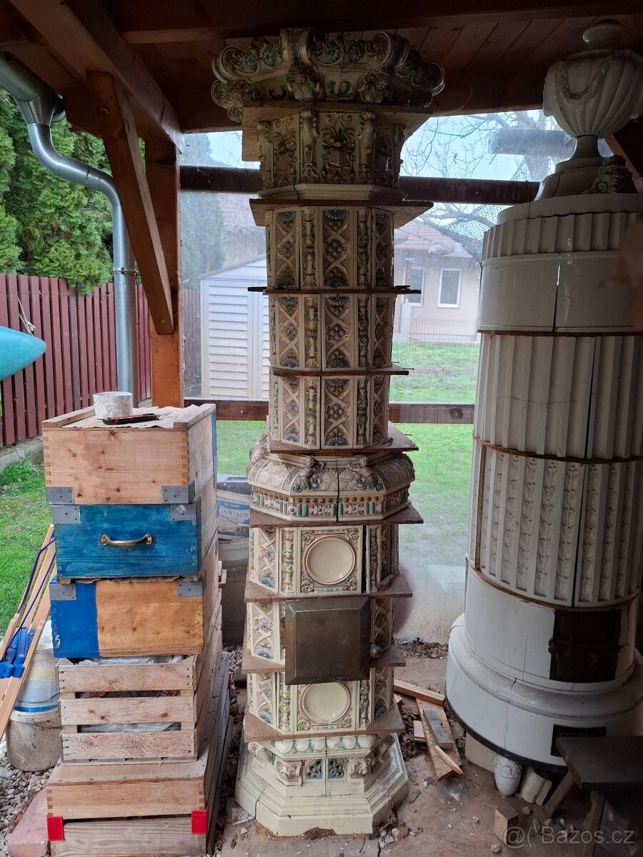 Kachlová kamna, starozitná - 5