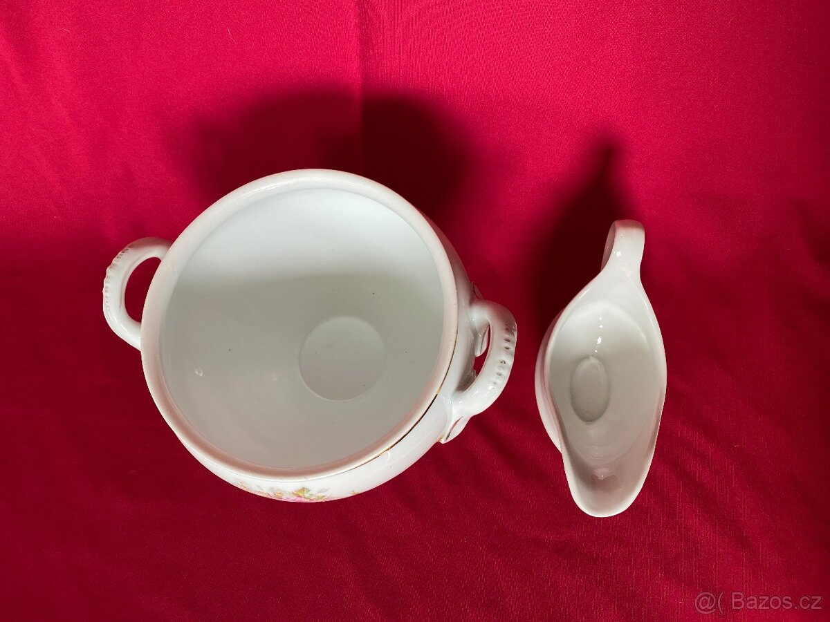 stará keramická mísa malovaná servírovací omáčník - 5