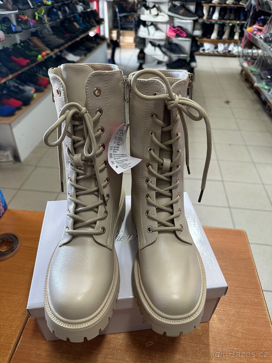 Bezové zimni kotníčkové boty - 5