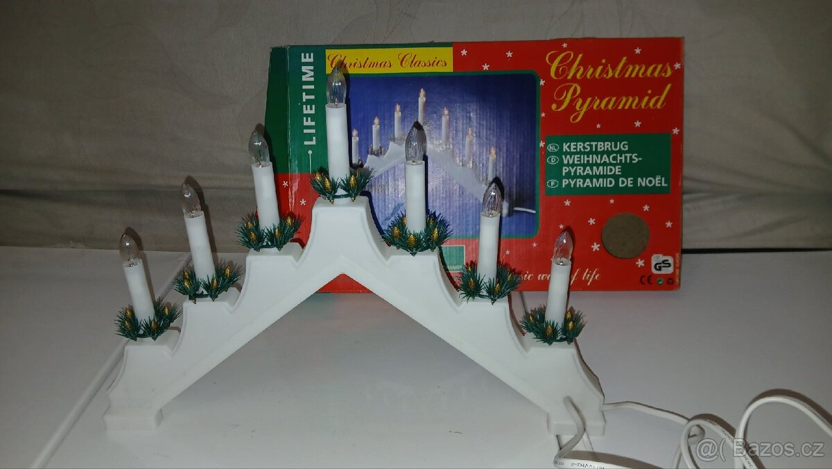 Vánoční dřevěný svícen 7 žárovek + jiný dle fotek - 5