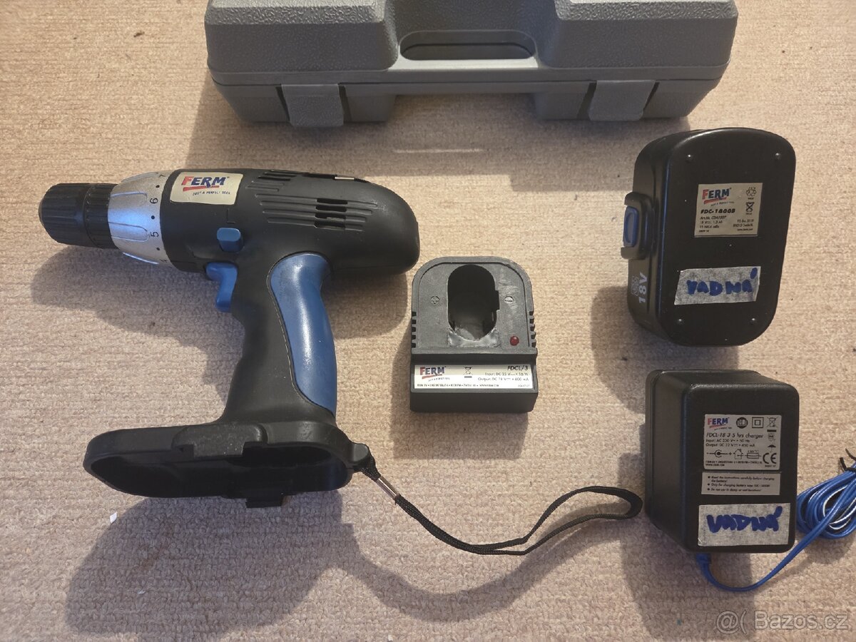 Aku vrtačka FERM FDC-1800 - baterie a zdroj nefunkční - 5
