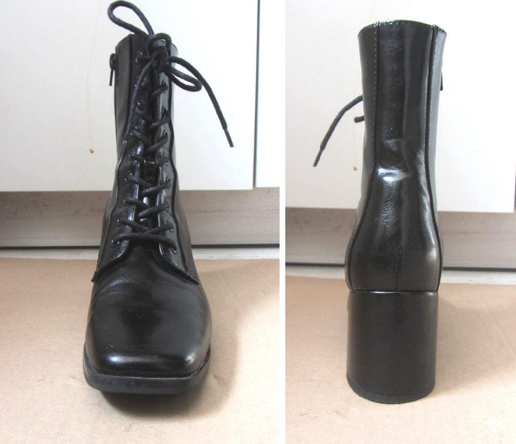 Černé dámské šněrovací boty s plochou špičkou - 5