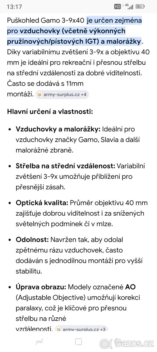 Optika puškohled 3-9x - 5