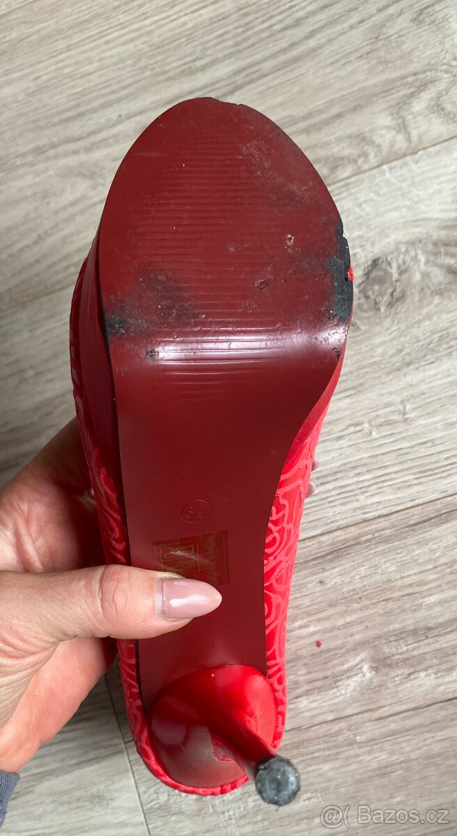 Červené lodičky na platformě - 5